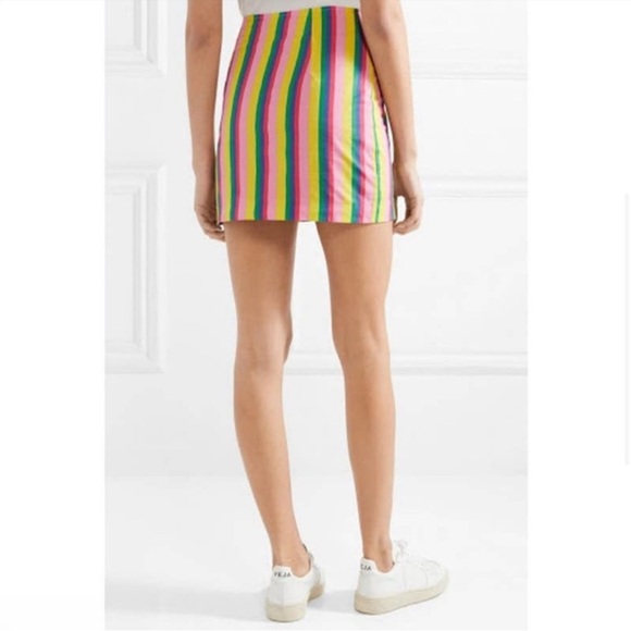 STAUD Panda Rainbow Stripe Cotton Mini Skirt 2 - Picture 5 of 10